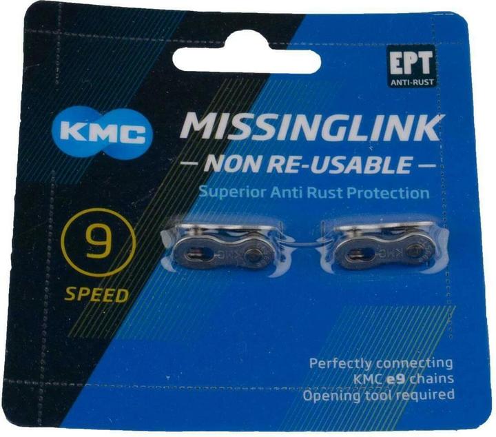Produktbild KMC Kettenschloss MissingLink 9NR EPT (e9) 2pcs/Card (9-fach)