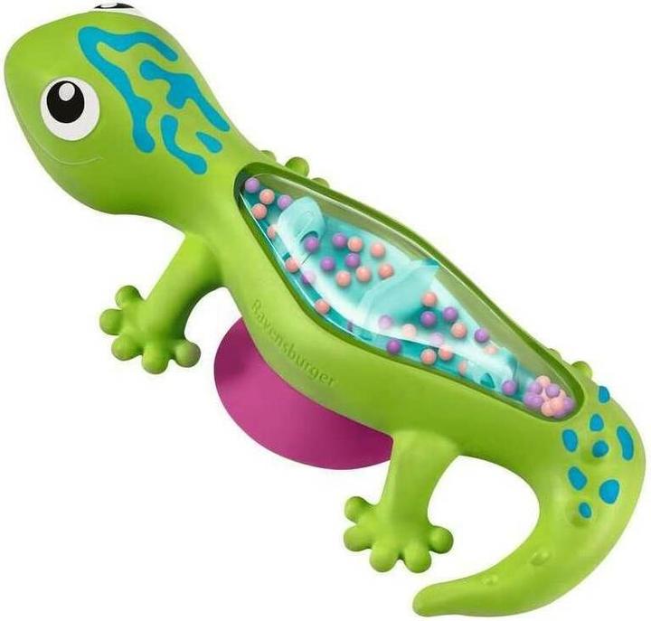 Produktbild Ravensburger 4870 play+ Regenmacher: Gecko, Musikinstrument, Mini-Rassel, Saugnapf-Spielzeug
