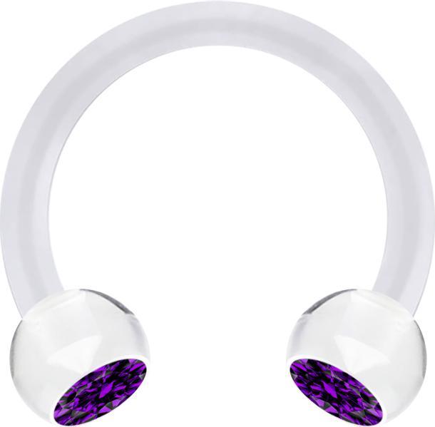 Produktbild Star Piercing Micro Circular Barbell transparent mit zwei Kugeln Kristall violett (Acryl, ohne Messing)