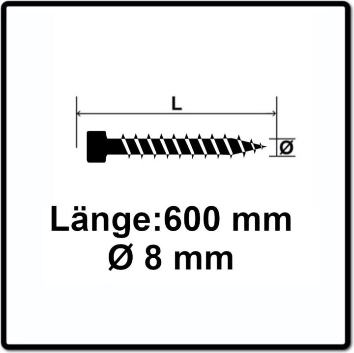 Produktbild Spax IN.FORCE Schraube 8,0 x 600 mm 25 Stk. Torx T-STAR Plus T40 ( 1221010806005 ) Vollgewinde Zyli (25 Schrauben pro Stück)