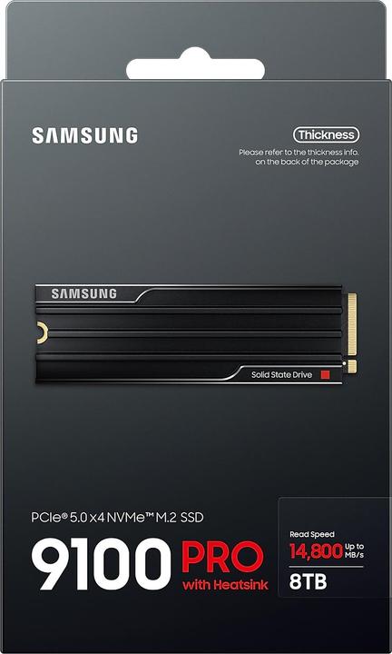 Actual product image Samsung 8TB 9100 PRO with Heatsink M.2 NVMe SSD (8000 GB, M.2 2280)