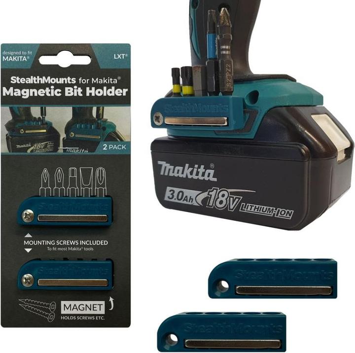 Actual product image StealthMounts BH-MK-BLU-2 Blauer Bithalter für Makita (2er Pack)