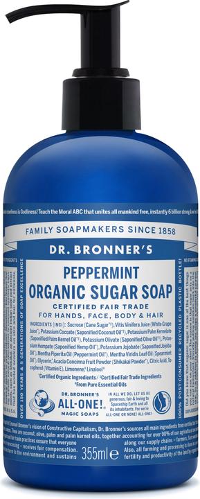 Immagine prodotto Dr. Bronner's Sapone di zucchero biologico alla menta piperita 355 ml (355 ml)