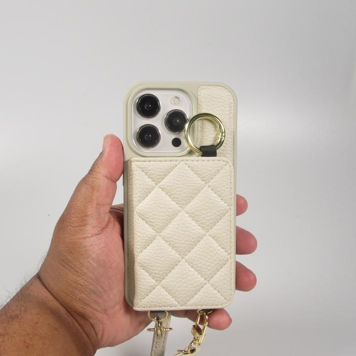 Image du produit PhoneLook Coque Cuir matelassé avec miroir et compartiment carte inclus grande lanière amovible (Apple iPhone 15 Pro Max)