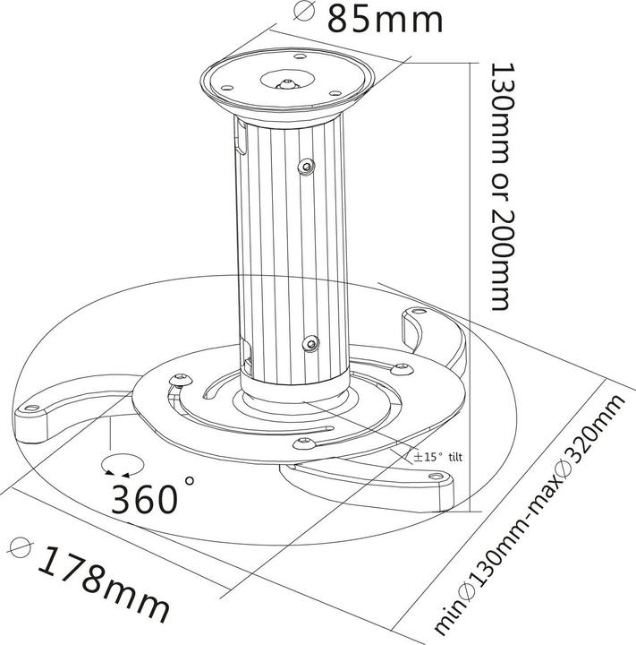 Immagine prodotto Reflecta Supporto da soffitto per proiettore sal Medusa II (Soffitto)