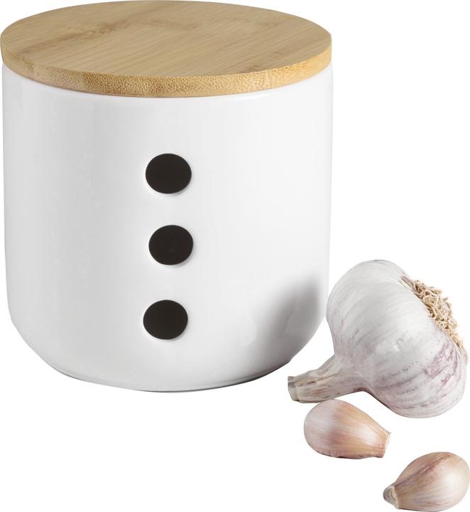 Image du produit Ibili Pot à ail Céramique avec couvercle en bambou 12 cm Rangement pratique pour l'ail (12 l)