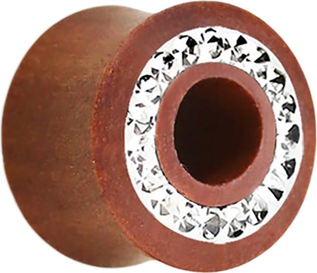 Star Piercing Flared Tunnel aus Sawo Holz mit Kristall silber und Epoxy Schutzschicht (ohne Messing, Organisch)