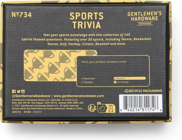 Actual product image Gentlemen's Hardware Sports Trivia (English)