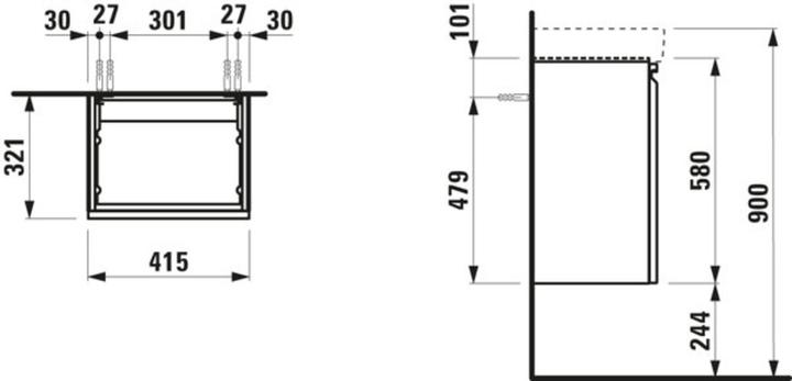 Produktbild Laufen Pro S Waschtischunterschrank, Scharnier rechts, zu Waschtisch H815961, 415x320x580mm, H483302 (415 x 320 x 580 mm)