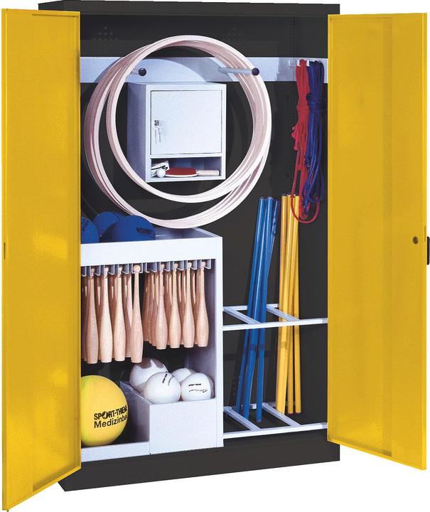 Actual product image C+P Sports equipment cabinet (HxWxD 195x120x50 cm, with solid sheet metal hinged doors, type 1)