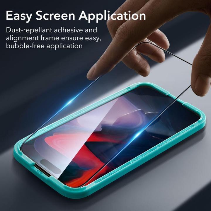 Productafbeelding ESR Getemperd Glas 2-Pack Iphone 15 Pro Zwart (2 Stuk, Apple iPhone 15 Pro)