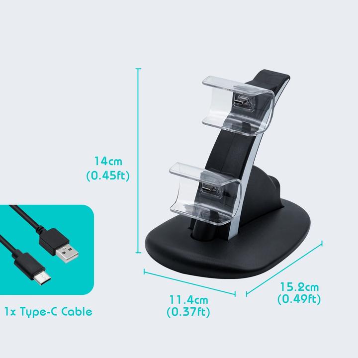 Immagine prodotto PhoneLook Gioca più a lungo Elegante stazione di ricarica per caricare due controller PlayStation 5 (PS5)