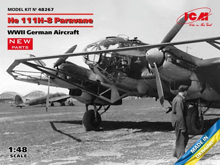 Actual product image ICM He 111H-8 Paravane, WWII German Aircraft