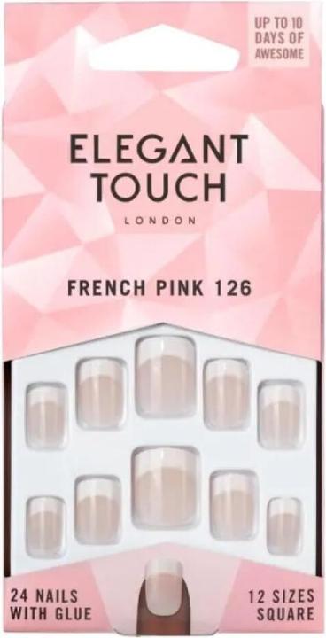 Elegant Touch Natural French Nails 126 Short (Artificial nails, Pink)