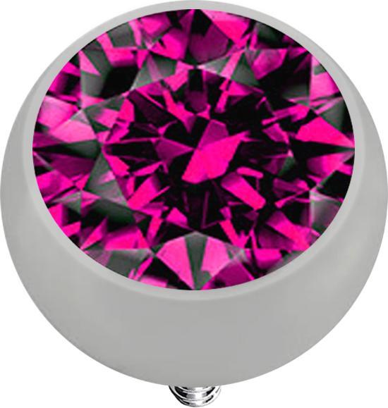 Produktbild Star Piercing Dermal Anchor Kugel silber mit Kristall fuchsia (ohne Messing, Titan G23)