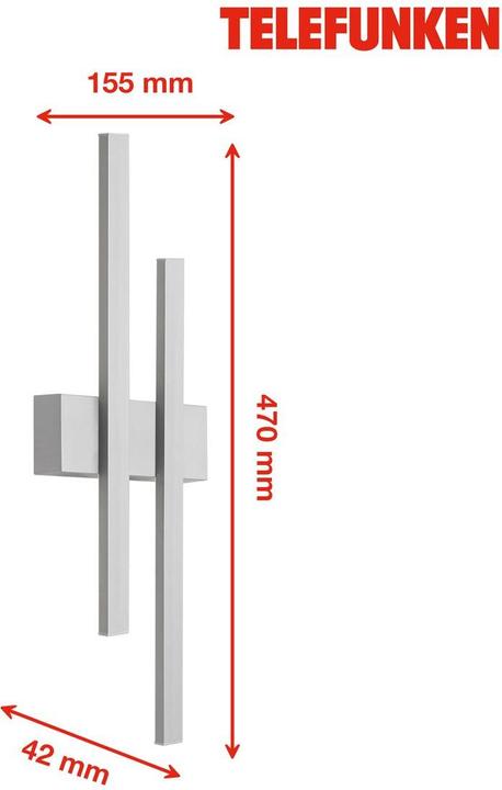 Actual product image Telefunken LED wall light IP44 2x4W 390 lm 4000 K neutral white Graz silver 470 mm (390 lm, IP44)