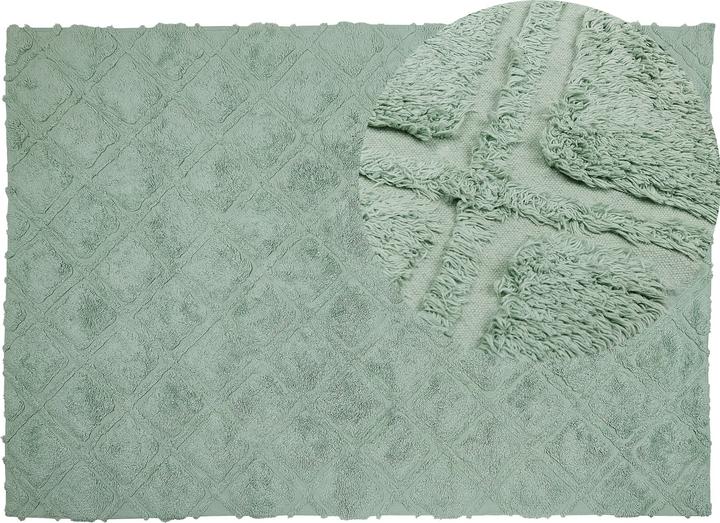 Actual product image Beliani Carpet cotton light green 160 x 230 cm geometric pattern short pile HATAY (160 x 230 cm)