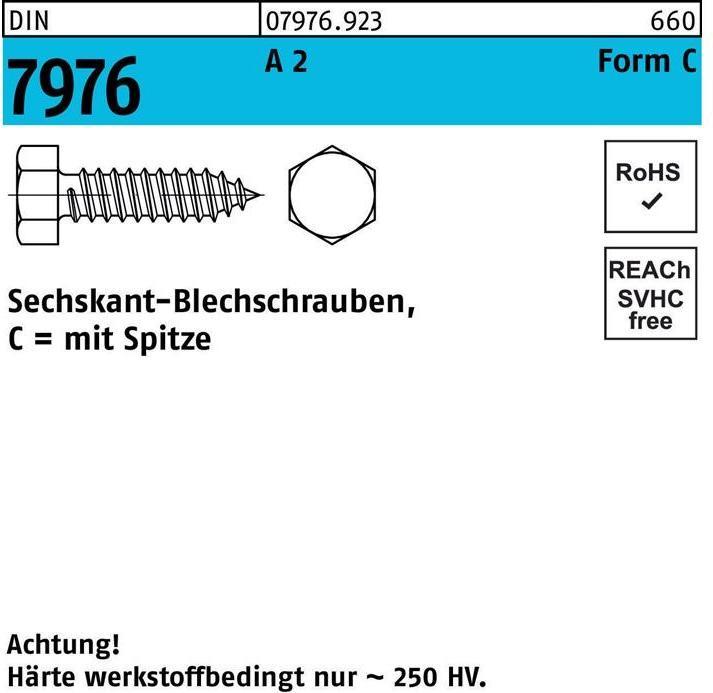 Productafbeelding Tapschroef DIN 7976 w.zeskant/tip C 2.9 x 13 A 2 (1000 Schroeven per stuk)