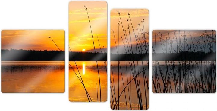 Produktbild Trenddeko Sonnenuntergang am See (4-teilig) (50 x 50 cm, 30 x 80 cm)