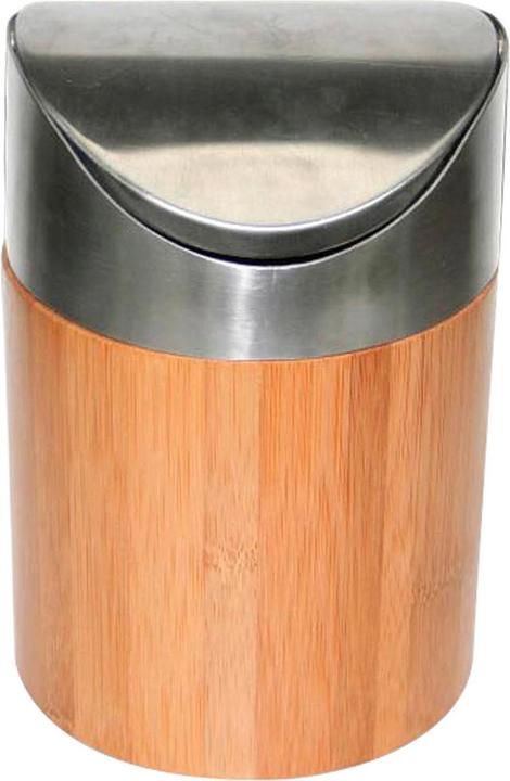 Natura Punto Bamboo table waste garbage can, with swing lid, 12 x 12 x 17 cm