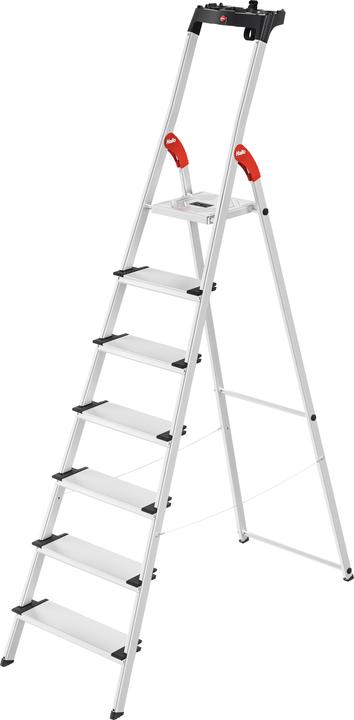 Produktbild Hailo L80 ComfortLine, Alu-Sicherheits-Stehleiter, 7 Stufen (Trittleiter, 140 cm)