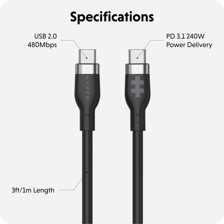 Produktbild Targus 2M Silicone 240W USB-C Charging Cable - (2 m, USB 2.0)