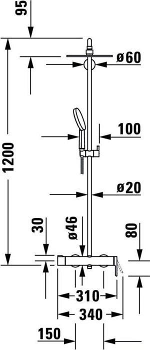 Actual product image Duravit Shower system C.1 with single lever shower mixer chrome