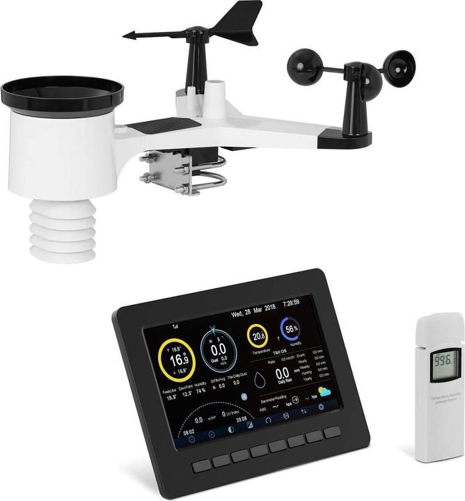 Produktbild Steinberg Systems WiFi Wetterstation Funkwetterstation Aussenstation Innensensor LCD Display 7 Zoll