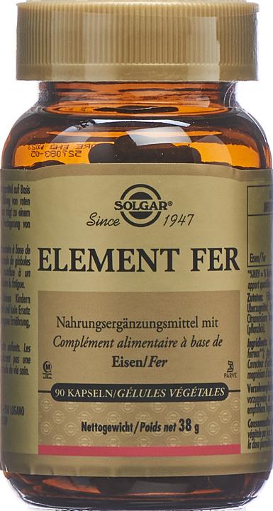 Actual product image Solgar Element Fer (new) Caps (90 Piece, Capsules, 185 g)
