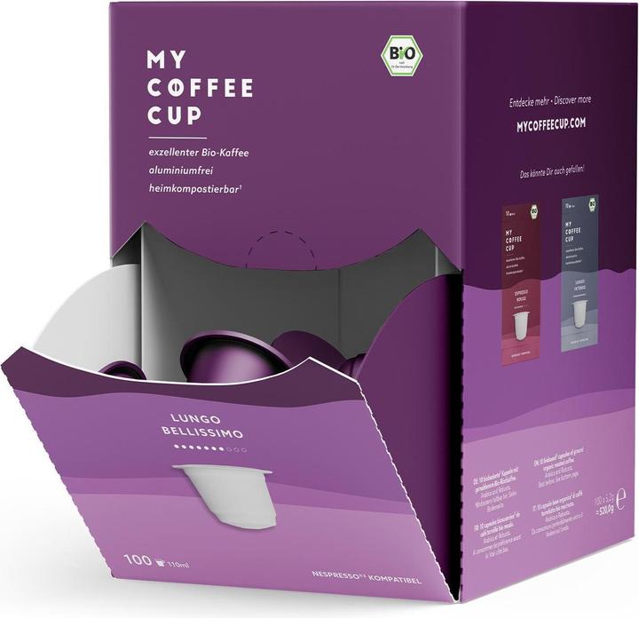 Produktbild My-Cups Kaffeekapseln Mega Box Bio Lungo Bellissimo 100 Stück (100 x Port.)