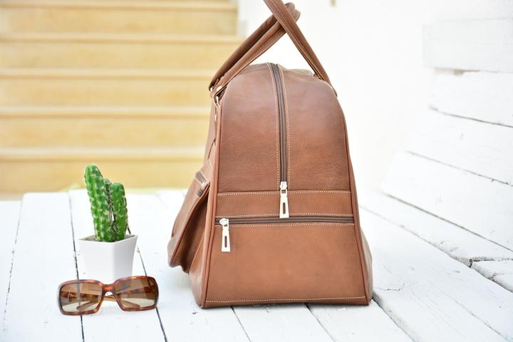 Immagine prodotto Only-Bags.Store Borsa da viaggio in pelle marrone scuro per uomini e donne, borsa da viaggio Weekender Overnight