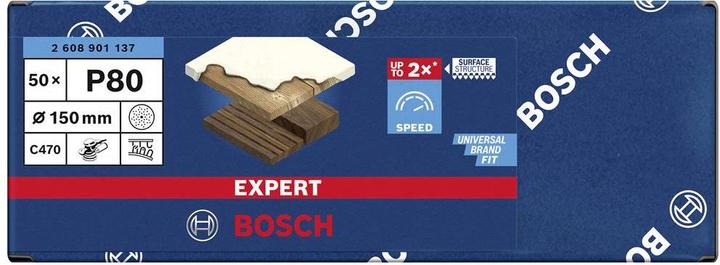Produktbild Bosch Professional Zubehör EXPERT C470 Schleifpapier Mehrloch für Exzenterschleifer, 150 mm, G 80, 50-tlg. (80)