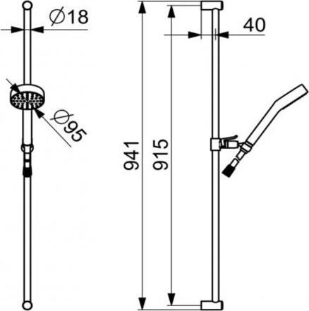 Produktbild Hansa HANSAMEDIJET Wandstangen-Brauseset, 1-strahlig, chrom (1 Strahlarten)