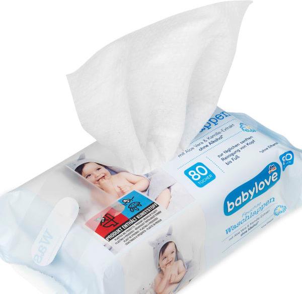 Produktbild dm babylove Feuchte Waschlappen (80 Stück)