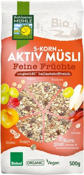 Bohlsener Mühle 5-Grain Active Muesli Fine Fruits Organic (500 g)