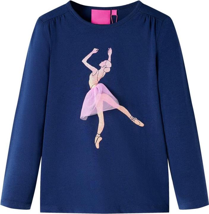 VidaXL Kinder-Langarmshirt Marineblau 116,Material: 95 % Baumwolle (116)