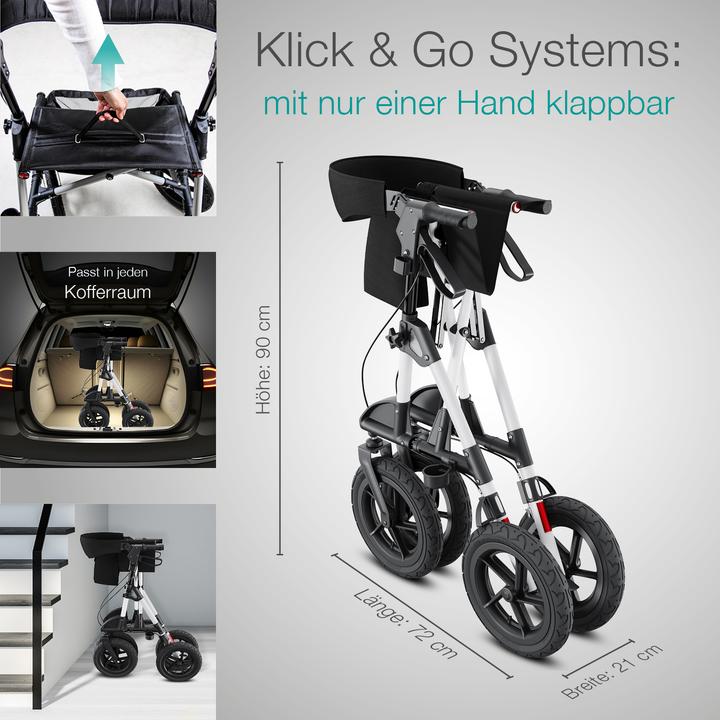Image du produit Aktivshop Rollator d'extérieur à pneus gonflables Confort