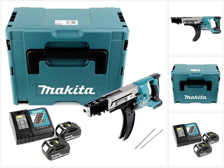 Produktbild Makita DFR 750 RFJ Akku Magazinschrauber 18V 45-75mm + 2x Akku 3,0Ah + Ladegerät + Makpac (Akkubetrieb)