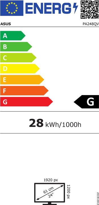 Energy Label ASUS ProArt PA248QV (1920 x 1200 pixels, 24")