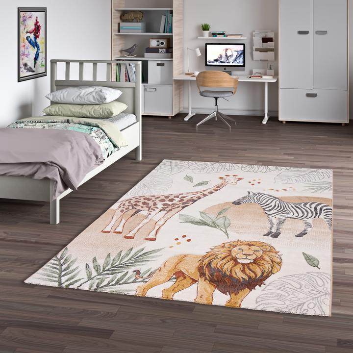 Produktbild Pergamon Kinder Teppich Maui Kids Giraffe Zebra Löwe (140 x 200 cm)