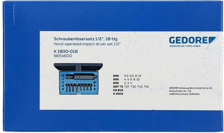Actual product image Gedore Screw loosener set 1/2. 18 pcs.