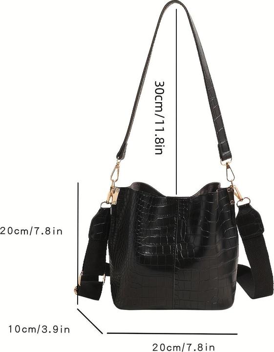 Actual product image Only-Bags.Store Bucket bag with crocodile pattern - Versatile shoulder and crossbody bag, dirt-repellent