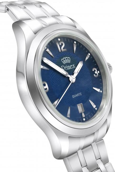 Actual product image Primex Montre Swiss Made - Bracelet Metal Argente - Cadran Bleu - Etanche 50 M (210 mm)
