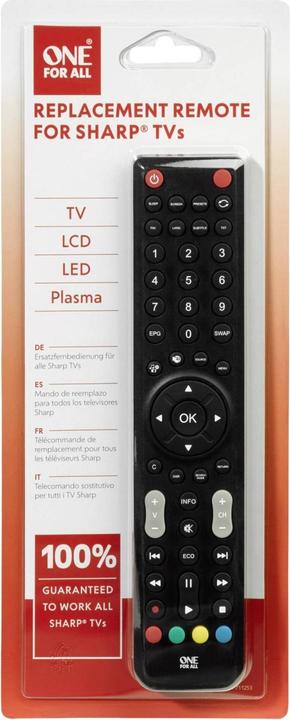 Produktbild One for All Sharp TV Ersatzfernbedienung (Universal Fernbedienung, Infrarot)