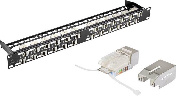 Produktbild Renkforce 24 Port CAT 6a Keystone Patchpanel Modular 45°