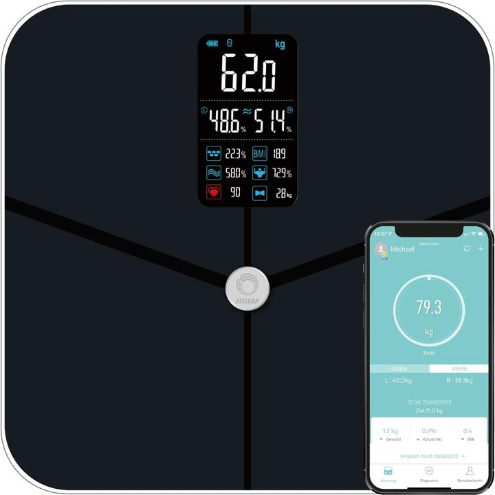 Fitleap Waage mit Körperfett- & Muskelanalyse Digitale Personenwaage (180 kg)