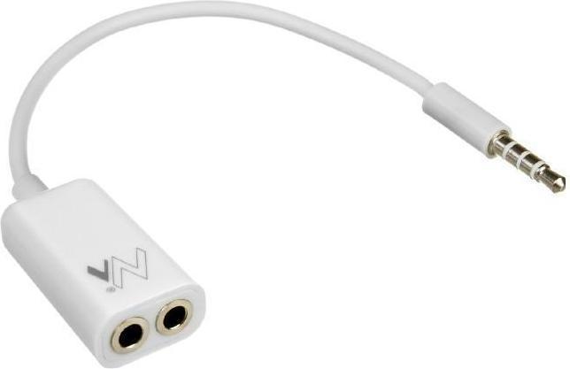 Maclean Adaptateur 2xJack 3,5 (Micro+casque) vers 1xJack 3,5 (Blanc) (0.18 m)