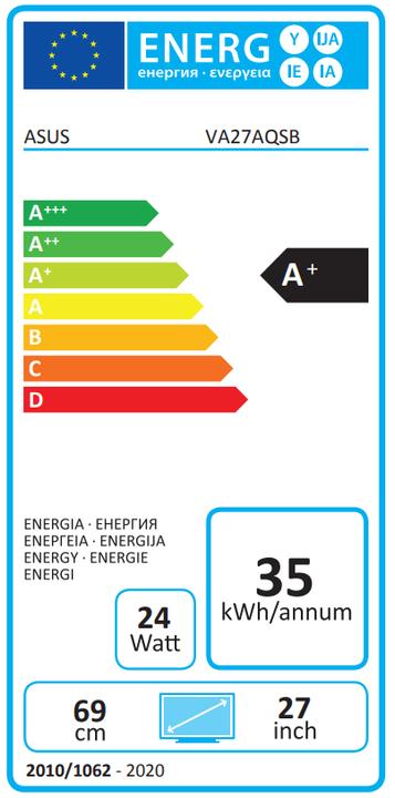 Etichetta energetica ASUS VA27AQSB (2560 x 1440 pixel, 27")
