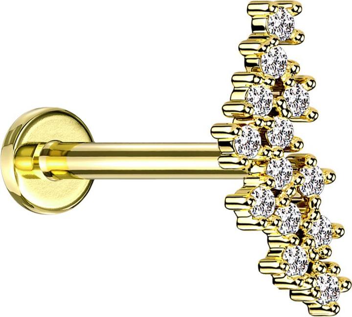 Star Piercing Micro Labret Innengewinde vergoldet Gruppe mit Kristalle silber (Chirurgenstahl 316L, Messing)