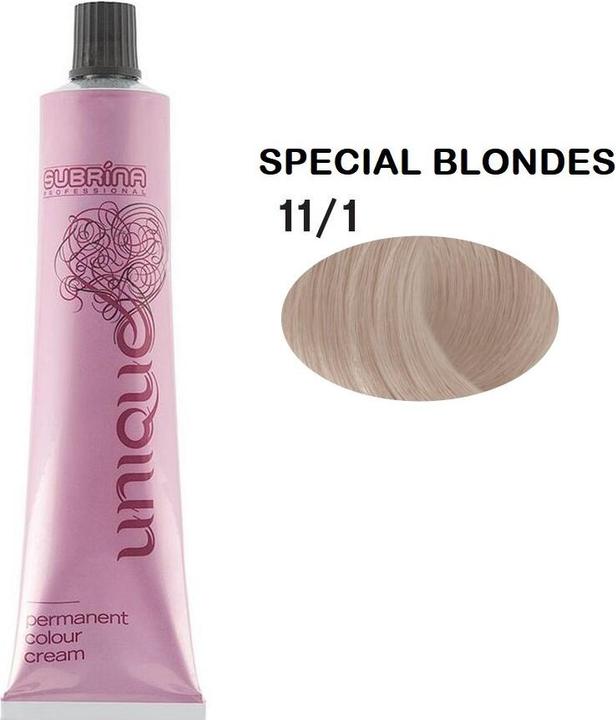 Actual product image Konjac Sponge Vopsea de par permanenta Subrina Professional Unique 11/1, Blond Special Cenusiu, 100ml (111 Special Ash Blond)